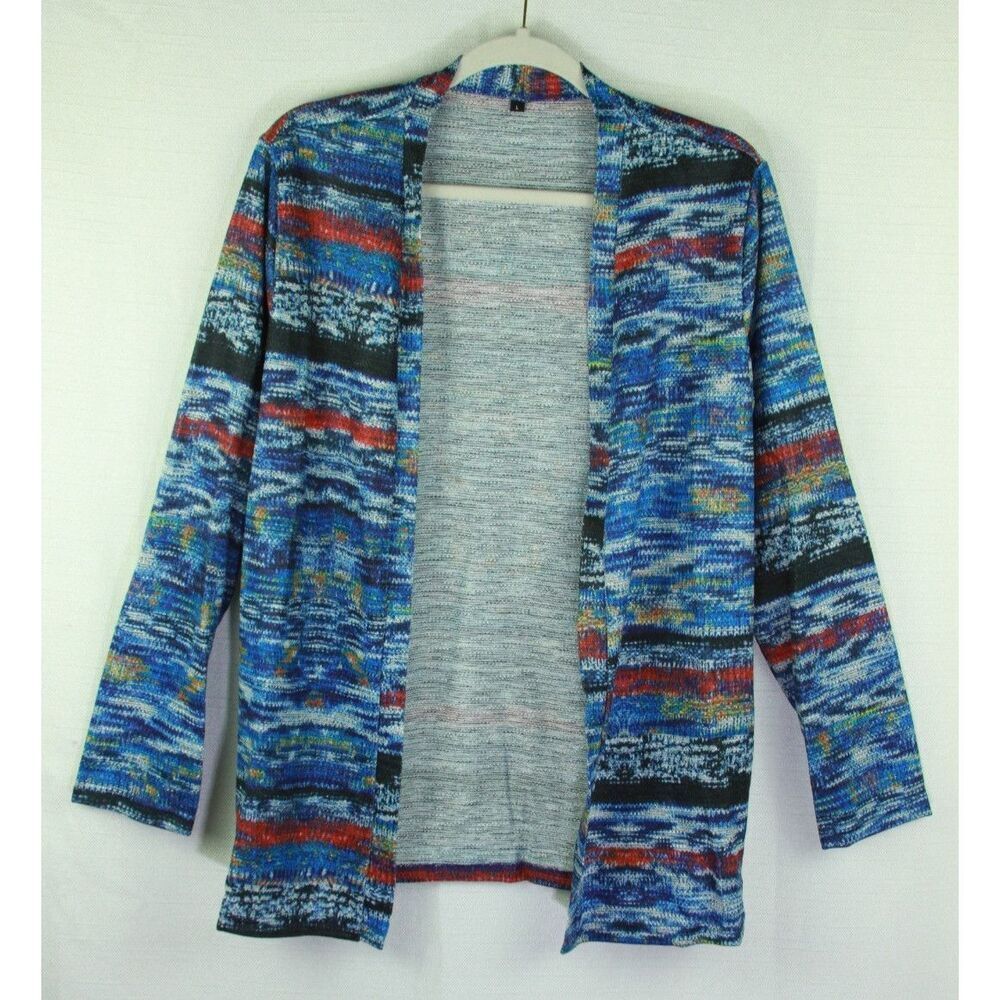 Women's Open Wrap Top Size Large Long Sleeve Colorful Summer Lightweight